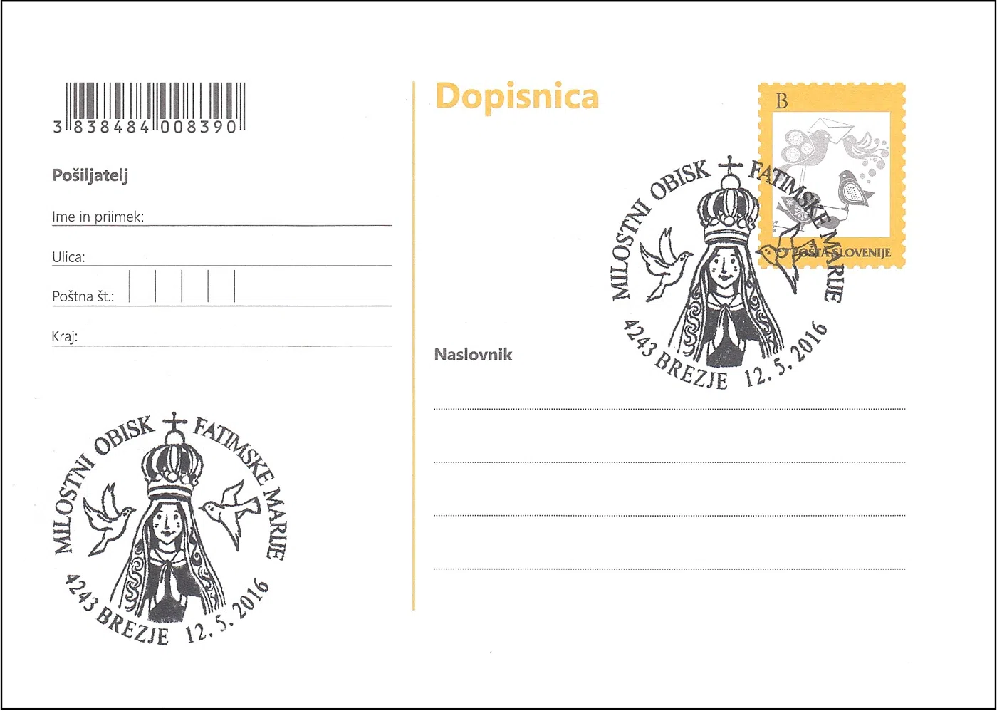 MILOSTNI OBISK FATIMSKE MARIJE